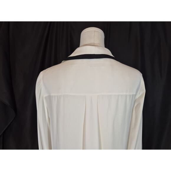 New Frame Black Piped Double Pocket White Silk Shirt XS - Picture 8 of 9
